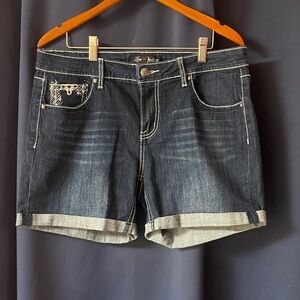 Love Indigo Dark Blue Jean Shorts